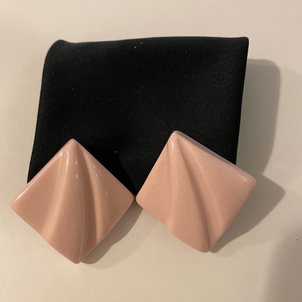 Pink clip on earrings